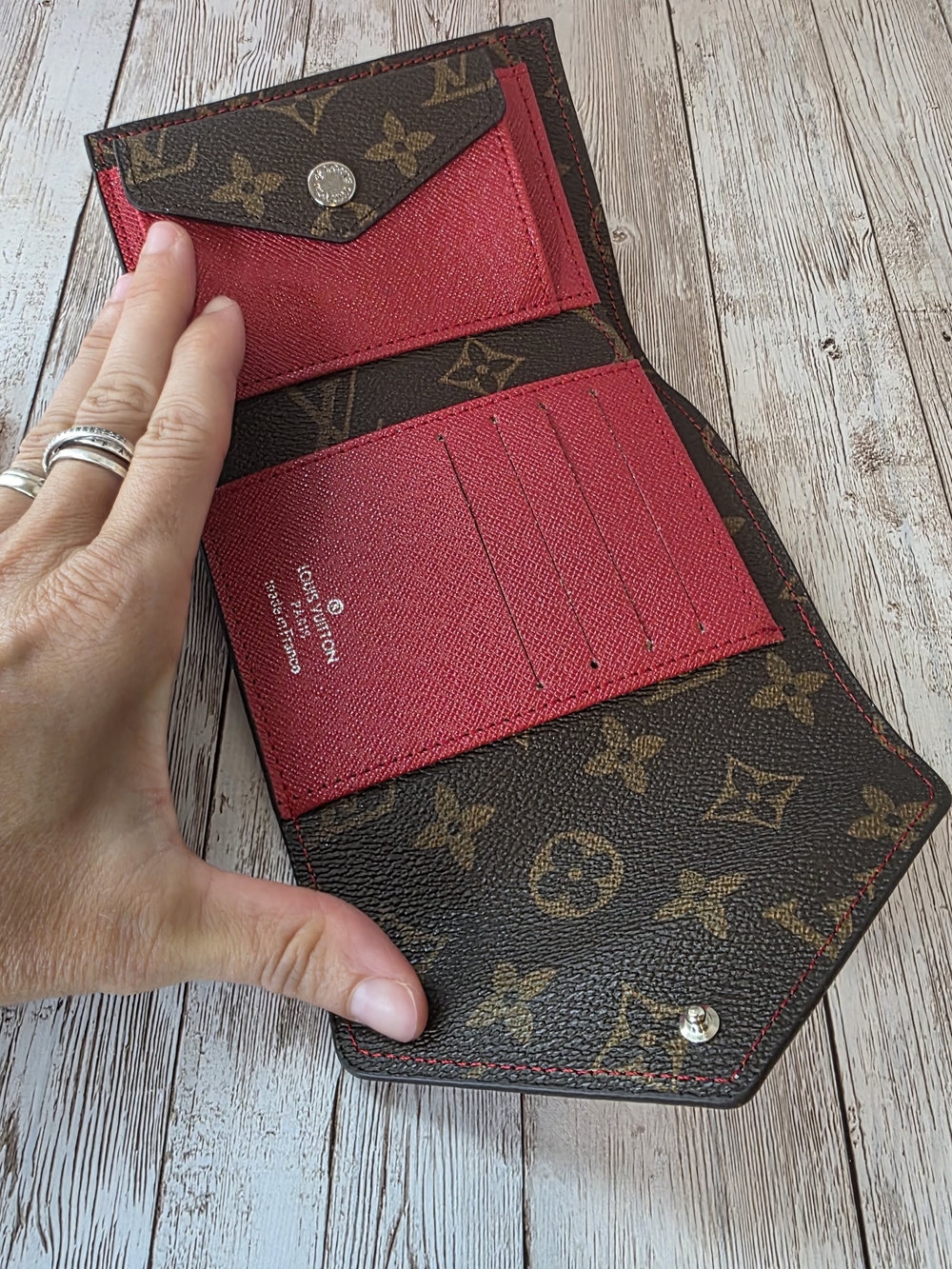 Red & Brown Compact Wallet Cardholder